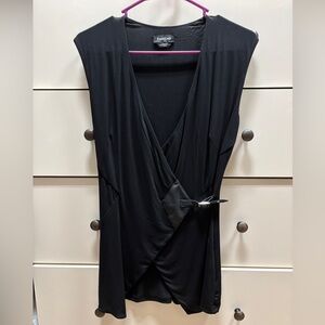 bebe Black Faux-Leather Buckle Wrap Tunic